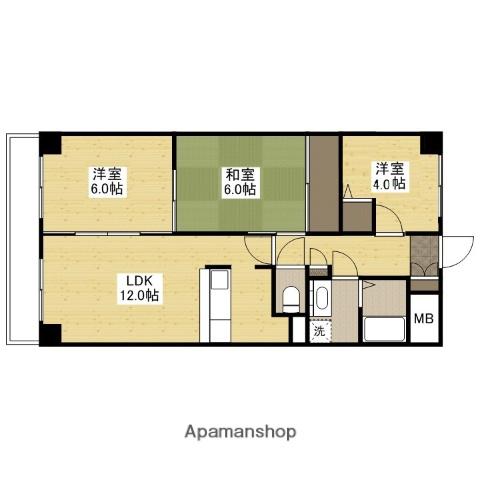カルフール大町(3LDK/2階)の間取り写真