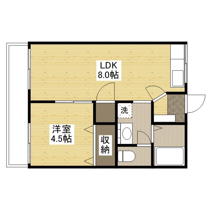 GOTO APARTMENT(1LDK/1階)の間取り写真