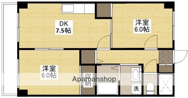 パレ広瀬(2DK/3階)の間取り写真