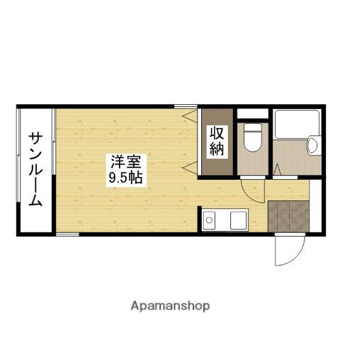 キューブ翠(ワンルーム/1階)の間取り写真