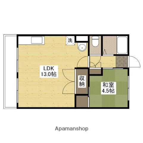熊本ビル(1LDK/2階)の間取り写真