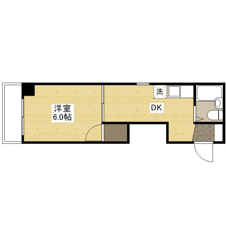 中高下ビル(1DK/4階)の間取り写真