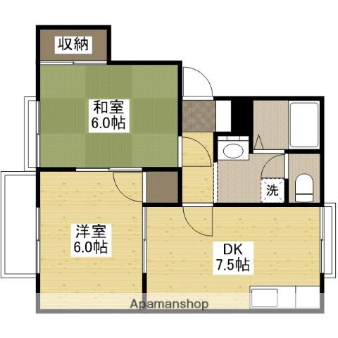 鄕田ハイツA棟(2DK/2階)の間取り写真