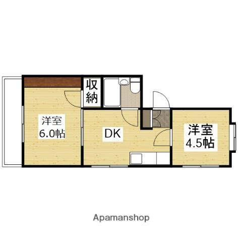 デュウオコート祇園(2DK/2階)の間取り写真