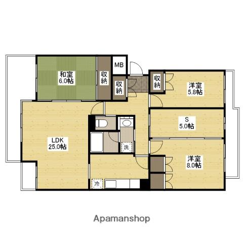 ウェール庚午(3SLDK/1階)の間取り写真