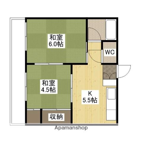 第二楠ビル(2K/3階)の間取り写真