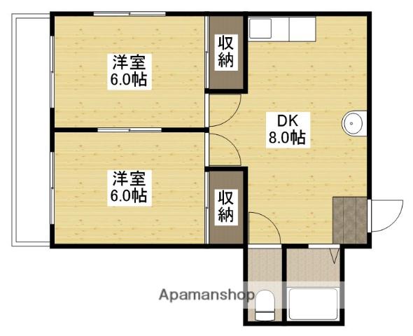 千田コーポ(2DK/4階)の間取り写真