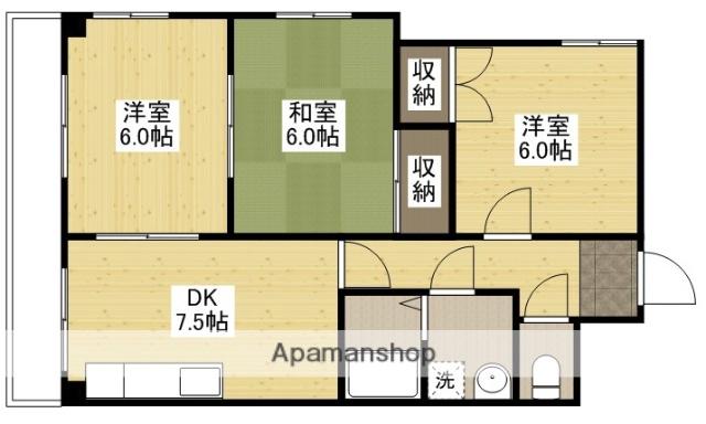 クオーレ羽衣(3DK/3階)の間取り写真