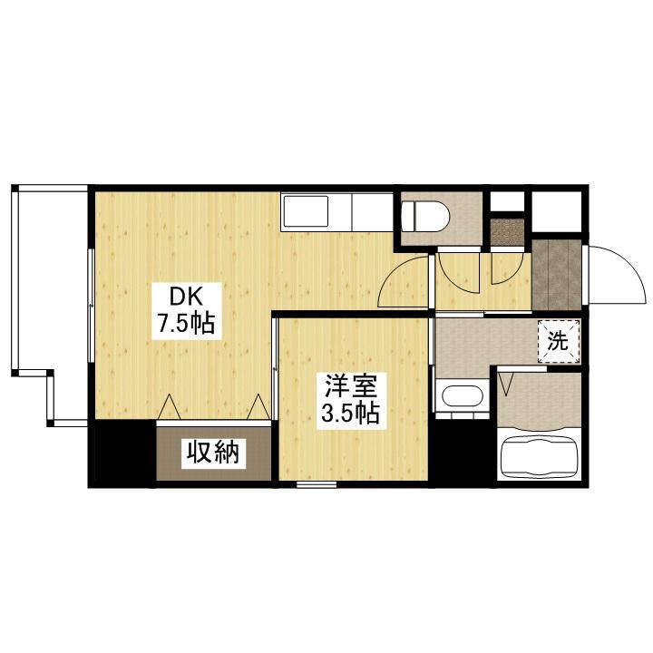 KATAYAMABLDG22(1DK/6階)の間取り写真