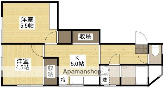 小中ビル(2K/2階)の間取り写真