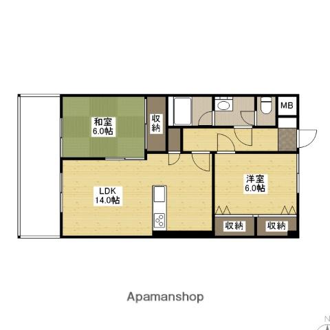 中須コーポラス(2LDK/5階)の間取り写真
