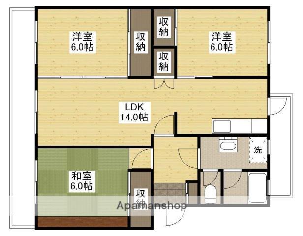 KSB KAIROEN A棟(3LDK/4階)の間取り写真
