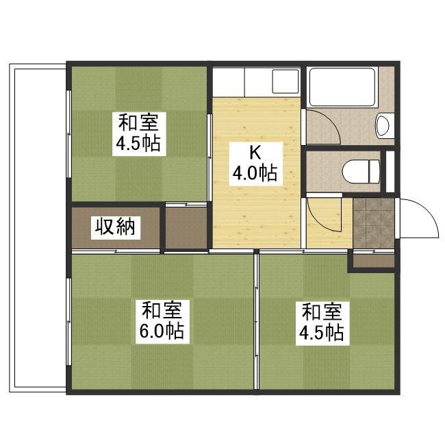海老園春秋マンション(3K/2階)の間取り写真
