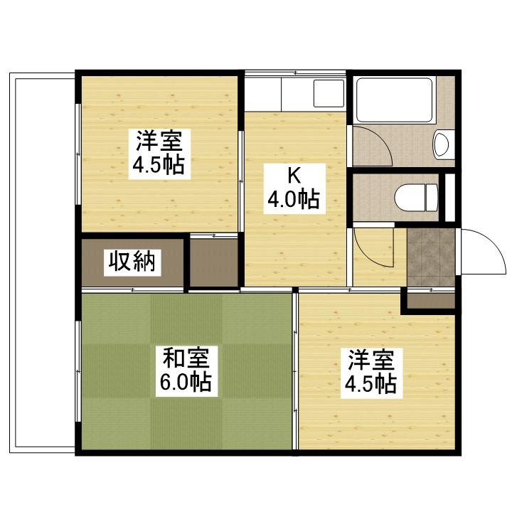 海老園春秋マンション(3K/5階)の間取り写真