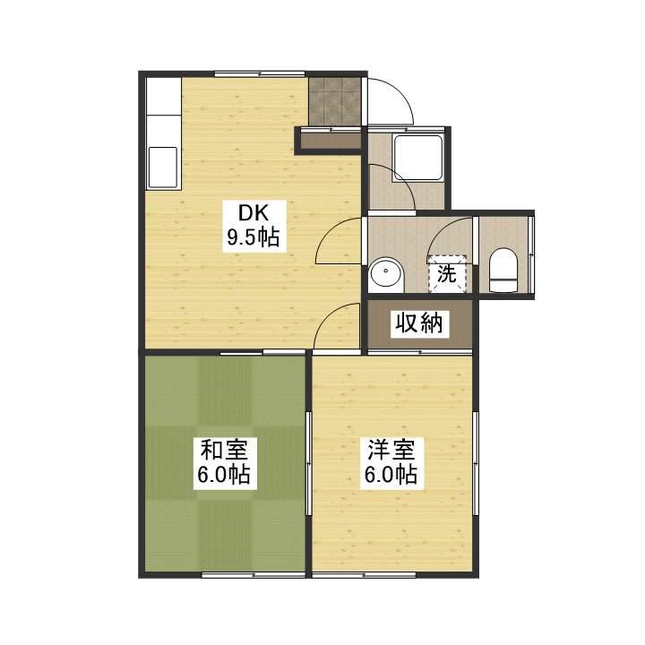 三宅第2アパート(2DK/2階)の間取り写真