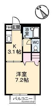カーサKAWAUTI(1K/2階)の間取り写真