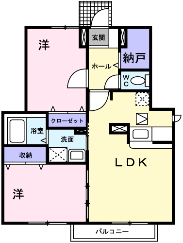 グラース大町(2LDK/1階)の間取り写真