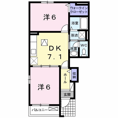 マイネファミーリエⅡ(2DK/1階)の間取り写真