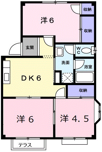 エルディム落合南B(3DK/1階)の間取り写真