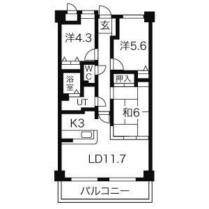 ダイアパレスウエストシティ(3LDK/8階)の間取り写真