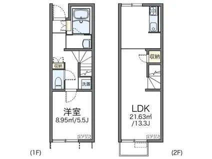 レオネクストクレール住吉Ⅱ(1LDK/1階)の間取り写真