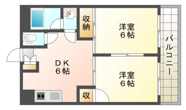 ピープルタウン八幡(2DK/2階)の間取り写真