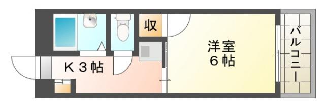 ピープルタウン八幡(1K/3階)の間取り写真