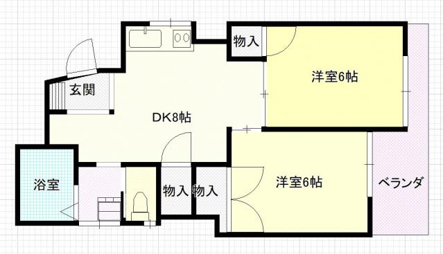 渡里ビル(2DK/3階)の間取り写真