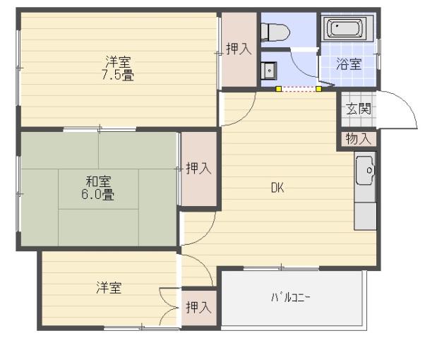 古本ビル(3DK/6階)の間取り写真