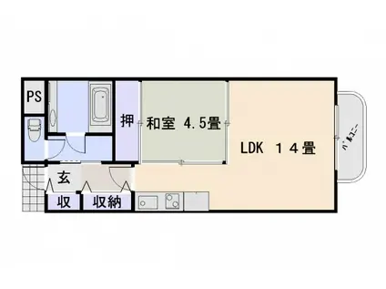 和光若草レジデンス(1LDK/3階)の間取り写真