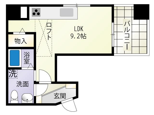 GIFT(ワンルーム/4階)の間取り写真