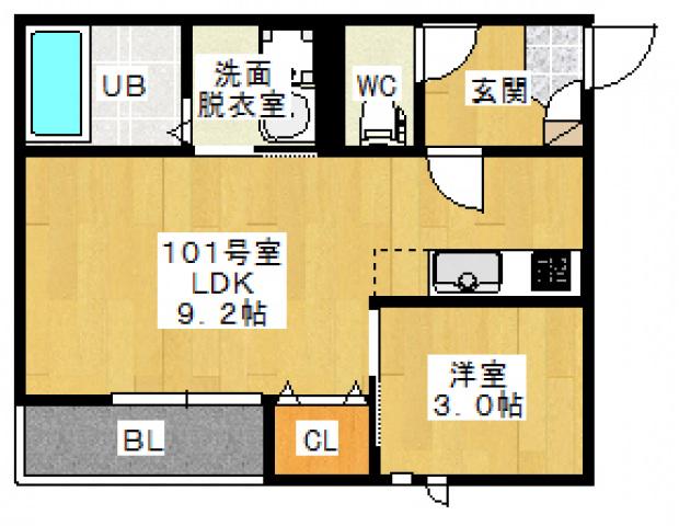 GRANDTIC GACHAALUA(1LDK/1階)の間取り写真