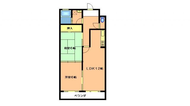 サングリーンⅡ(2LDK/5階)の間取り写真