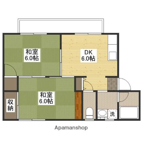 ニューハイムイワサキ(2DK/2階)の間取り写真