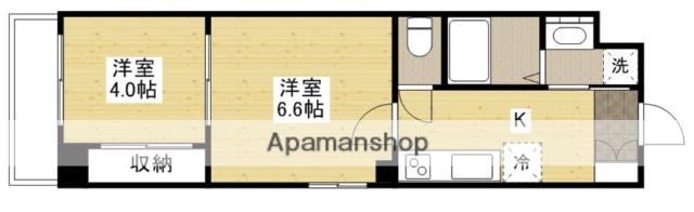 パレグレース西十日市(2K/2階)の間取り写真