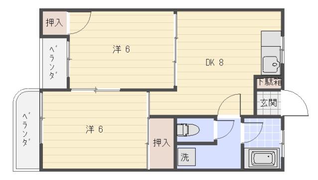 舟入プラザ(2DK/6階)の間取り写真