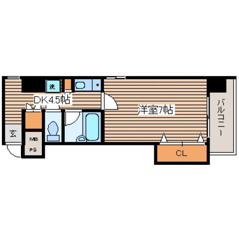 アペックス免出(1K/4階)の間取り写真