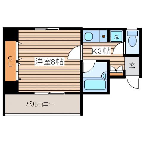 アペックス免出(1K/2階)の間取り写真
