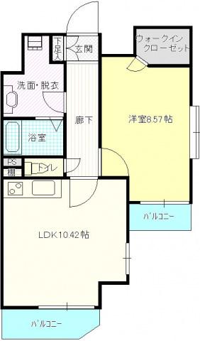 ノーブル大手町(1LDK/10階)の間取り写真