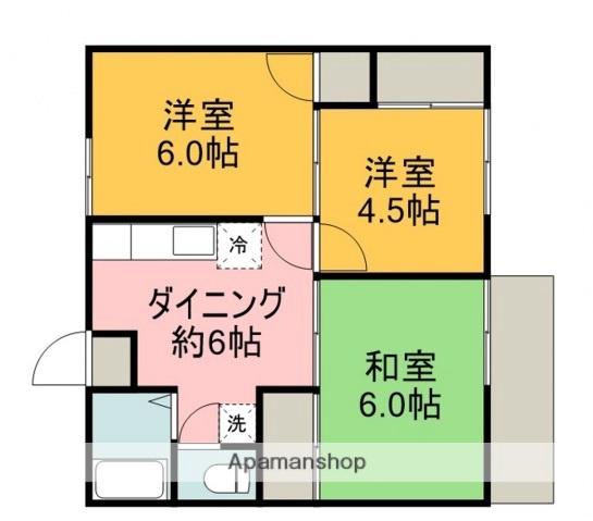 福井アパート B(2DK/1階)の間取り写真