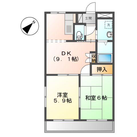 ジューエイハイツ(2DK/2階)の間取り写真