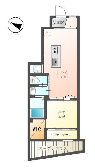 カルモ愛宕(1LDK/1階)の間取り写真