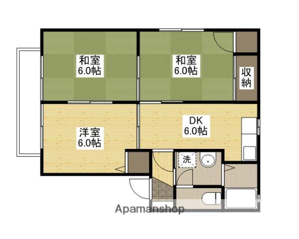 ディアス西原(3DK/2階)の間取り写真