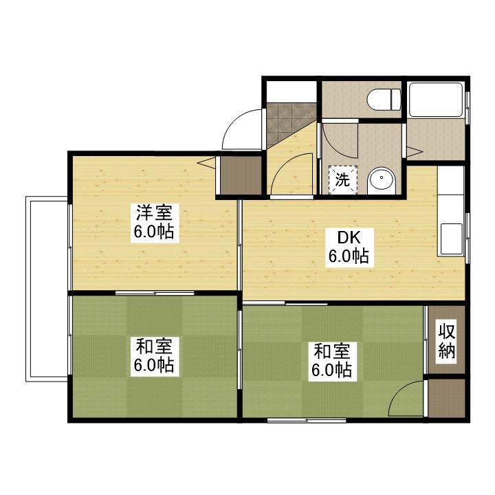 ディアス西原(3DK/2階)の間取り写真