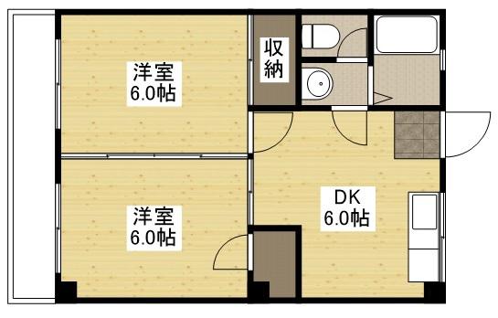 日吉マンション(2DK/3階)の間取り写真