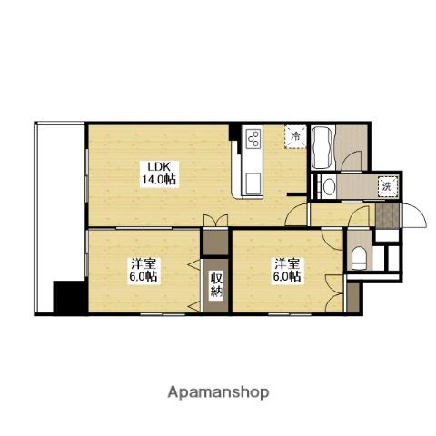 ウイング宝町サード(2LDK/16階)の間取り写真