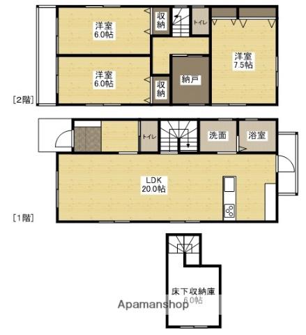 広島電鉄宇品線 宇品二丁目駅 徒歩4分 2階建 築9年(3SLDK)の間取り写真
