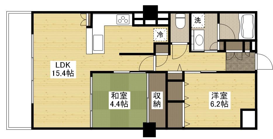 アイレスト中町サンテ・フェスタ平和大通(2LDK/14階)の間取り写真