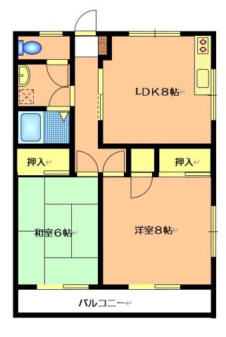 西本マンションⅡ(2DK/2階)の間取り写真