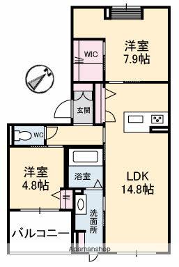 キアレッツァ庚午北(2LDK/3階)の間取り写真
